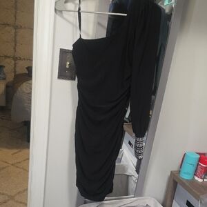 Taboo Black One-Shoulder Dress with Silver Accents